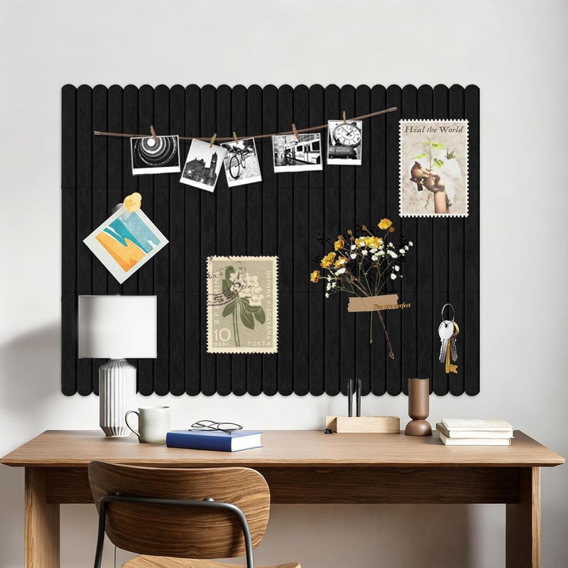 Himake Large Felt Bulletin Board 47" x 35", Cork Board for Walls 12 Pack with 60 Safe Removable Adhesive Tabs, Felt Boards for Home Office Classroom with 50 Push Pins, Black - Image 1